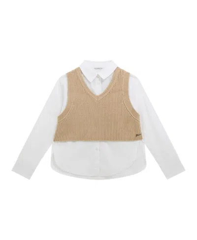 Guess Kids' Girls 7-16 Poplin Shirt With Sweater Vest In White