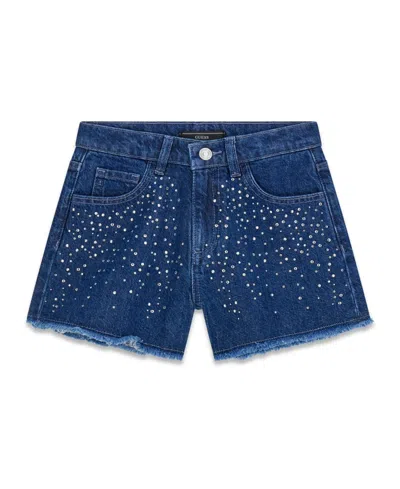 Guess Kids' Girls' 7-16 Rhinestone Jean Shorts In Blue