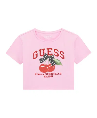 Guess Kids' Girls 7-16 Short-sleeve Round Neck T-shirt In Pink