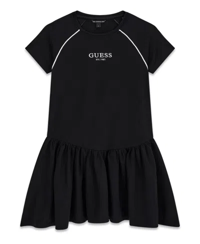 Guess Kids' Girls 7-16 Stretch Ponte Short-sleeve Dress In Black