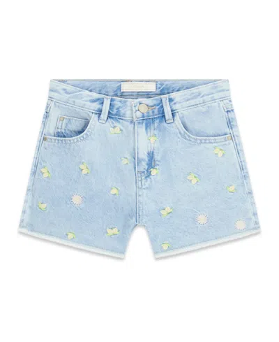 Guess Kids'  Girls Embroidered Lemon Denim Shorts In Blue