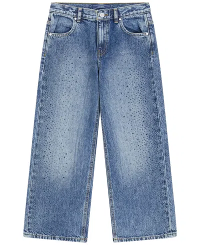 Guess Kids' Girls' 7-16 Oversize Rhinestone Denim Jeans In Blue