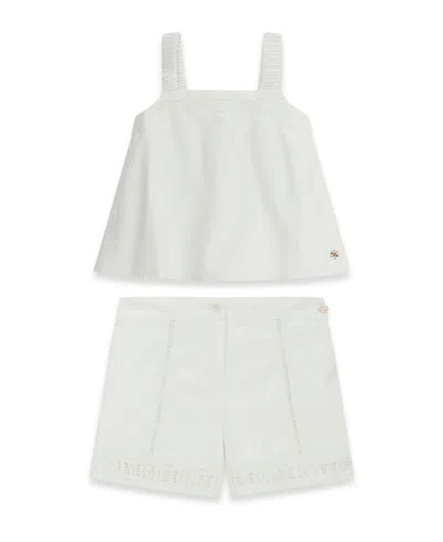 Guess Kids' Girls' 7-16 Tank Top And Shorts, 2-piece Set In White