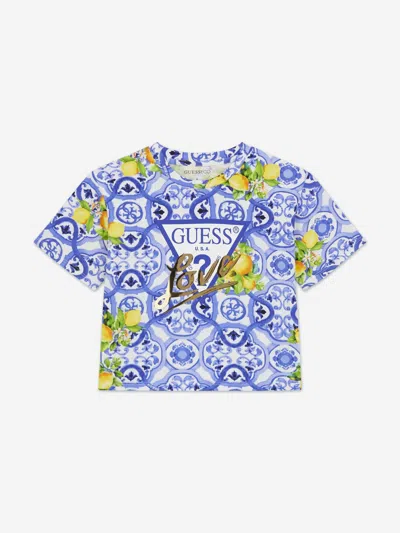 Guess Babies'  Girls Amalfi Coast Midi T-shirt In Blue