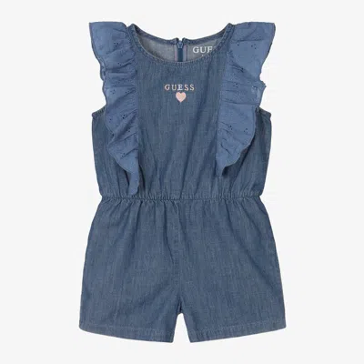 Guess Kids' Girls Blue Chambray Playsuit