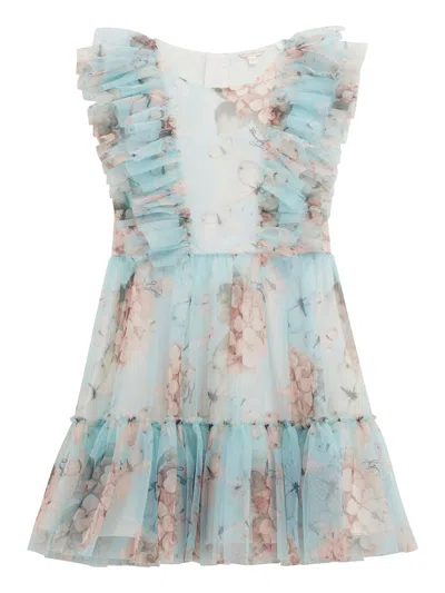 Guess Babies' Girls Butterly Collage Tulle Dress In Blue