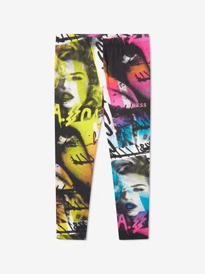 Guess Kids' Girls Collage Leggings In Multicoloured