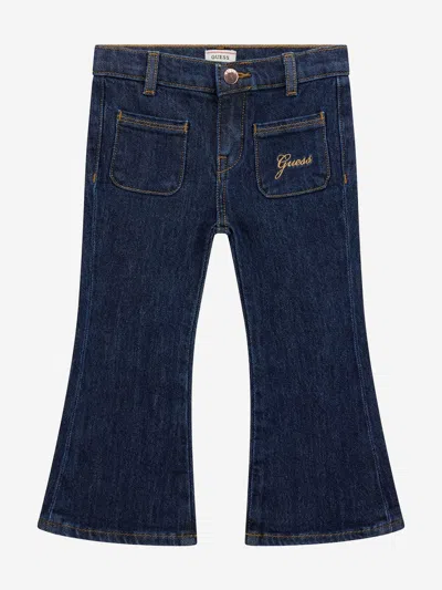 Guess Kids'  Girls Comfort Denim Flare Fit Jeans In Blue