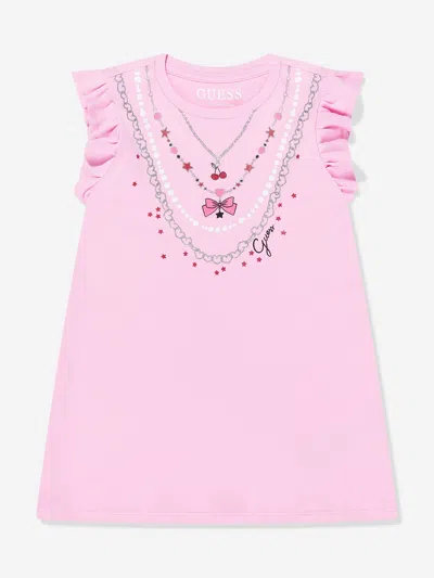 Guess Babies'  Girls Cotton Necklace Dress In Pink