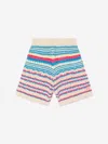 Guess Junior Girls Ivory Cotton Crochet Shorts In Multicoloured