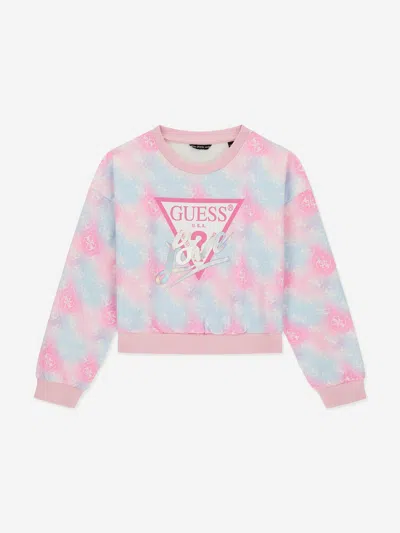 Guess Kids'  Girls Cropped Logo Sweatshirt In Multi