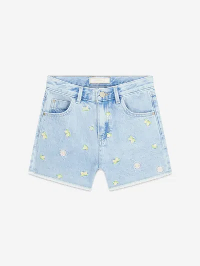 Guess Kids'  Girls Embroidered Lemon Denim Shorts In Blue