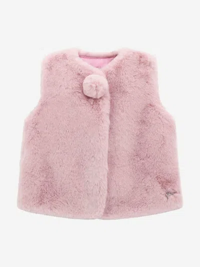 Guess Kids' Girls Faux Fur Gilet In Pink
