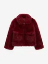 Guess Girls Faux Fur Jacket In Brown