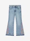 GUESS GIRLS FLORAL FLARED DENIM JEANS