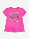 Guess Girls Floral Logo T-shirt In Pink