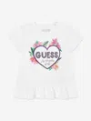 Guess Girls Floral Logo T-shirt In White