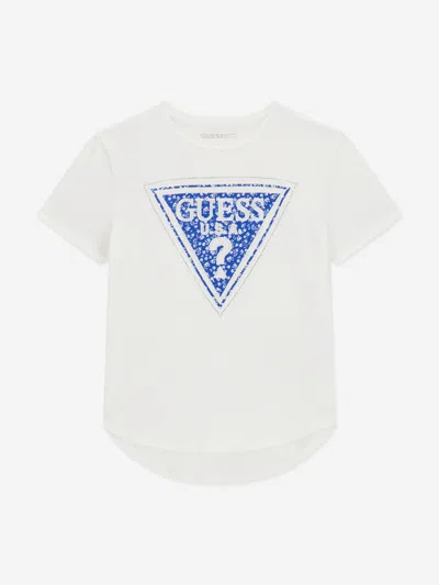 Guess Babies'  Girls High Low Logo T-shirt In Blue