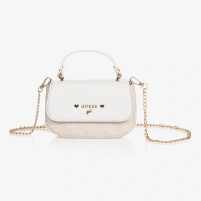 Guess Kids' Girls Ivory Faux Leather Handbag (18cm) In Neutral