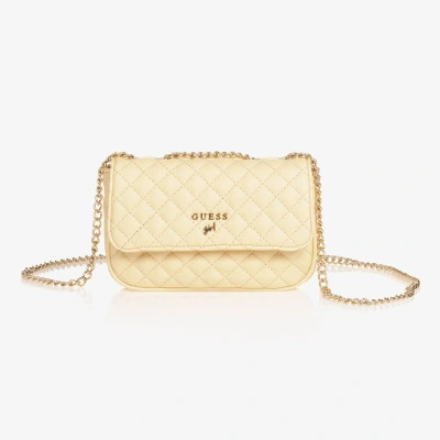 Guess Kids' Girls Ivory Quilted Shoulder Bag (18cm) In Yellow