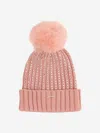 Guess Girls Knitted Pom Pom Hat In Neutral
