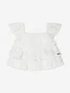 Guess Girls Lace Ruffle Top In White