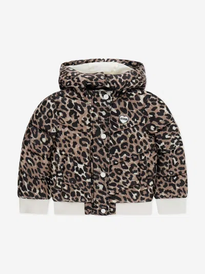 Guess Kids'  Girls Leopard Print Hooded Puffer Jacket In Animal Print