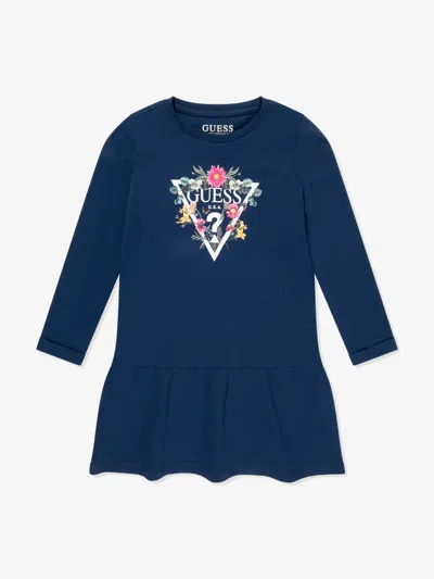 Guess Babies' Girls Logo Jersey Dress In Blue