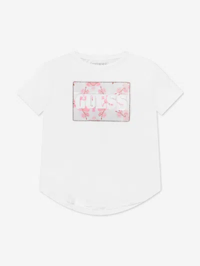 Guess Kids' Girls Logo Print T-shirt In White