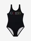 Guess Girls Logo Swimsuit In Black