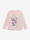 Guess Girls Long Sleeve Logo T-shirt In Pink