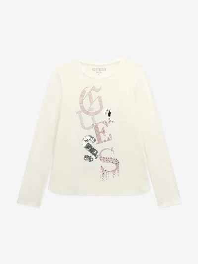 Guess Babies' Girls Long Sleeve Logo T-shirt In Yellow
