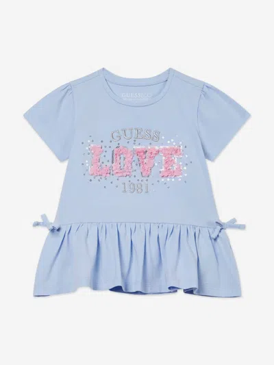 Guess Babies'  Girls Love Logo Peplum T-shirt In Blue