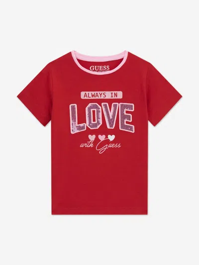 Guess Babies'  Girls Love Logo T-shirt In Red