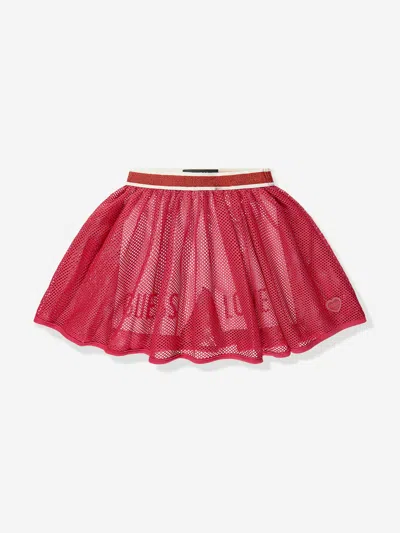 Guess Kids' Mesh-overlay Flared Skirt In Red