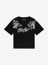 Guess Girls Midi Logo T-shirt In Black