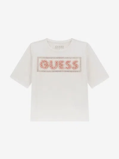Guess Babies' Girls Midi Logo T-shirt In White