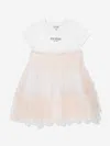 Guess Girls Mixed Fabric Dress In Pink