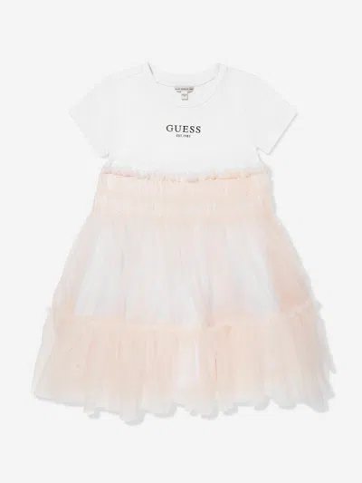 Guess Babies' Girls Mixed Fabric Dress In Pink