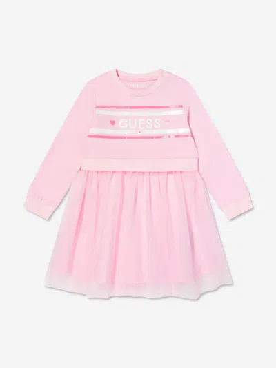 Guess Babies' Girls Mixed Fabric Dress In Pink