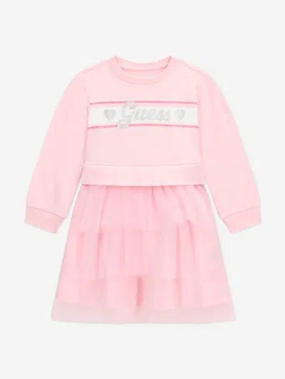 Guess Babies'  Girls Mixed Fabric Dress In Pink