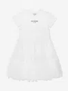 Guess Girls Mixed Fabric Dress In White