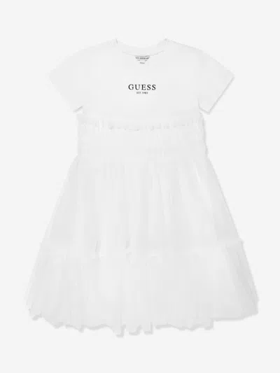 Guess Babies' Girls Mixed Fabric Dress In White