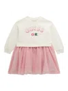 Guess Girls Mixed Fabric Sweater Dress In White