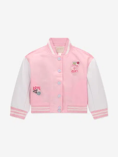 Guess Kids'  Girls Oversized Padded Bomber Jacket In Pink