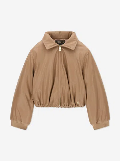 Guess Kids'  Girls Padded Bomber Jacket In Neutral