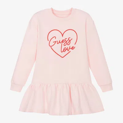 Guess Babies' Girls Pink Cotton Heart Dress