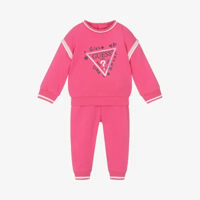 Guess Babies' Girls Pink Cotton Triangle Logo Tracksuit