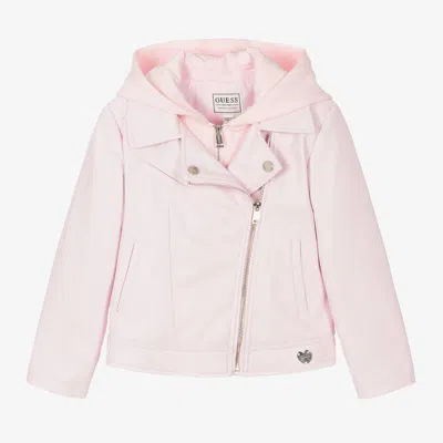 Guess Babies' Girls Pink Faux Leather Biker Jacket