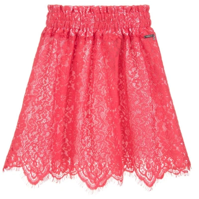 Guess Kids' Girls Pink Lace Skirt In Red